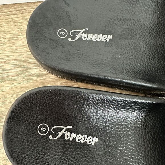 Forever Womens Slides Black Rhinestone Sandals Size 8 Slip On‎ Comfort Gemstones - Picture 6 of 7